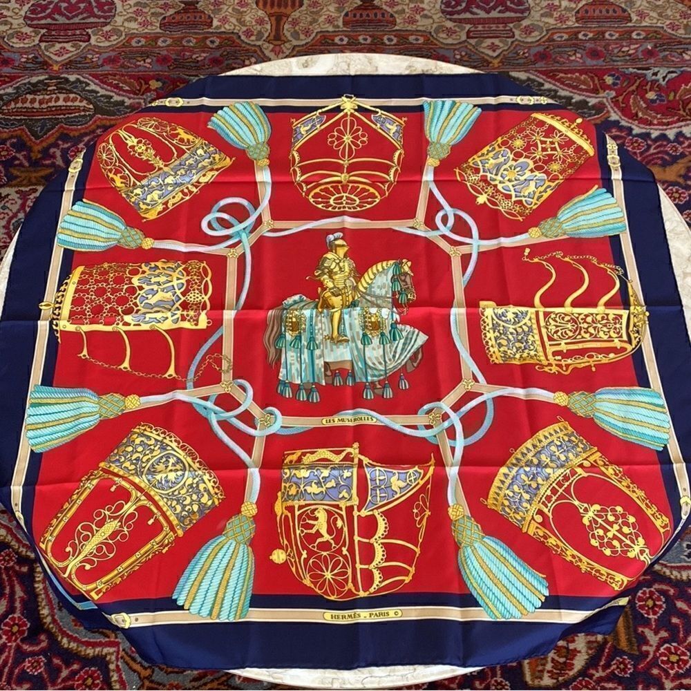 Authentic Les Muserolles HERMÈS© Carre Large Silk Scarf - Picture 2 of 16